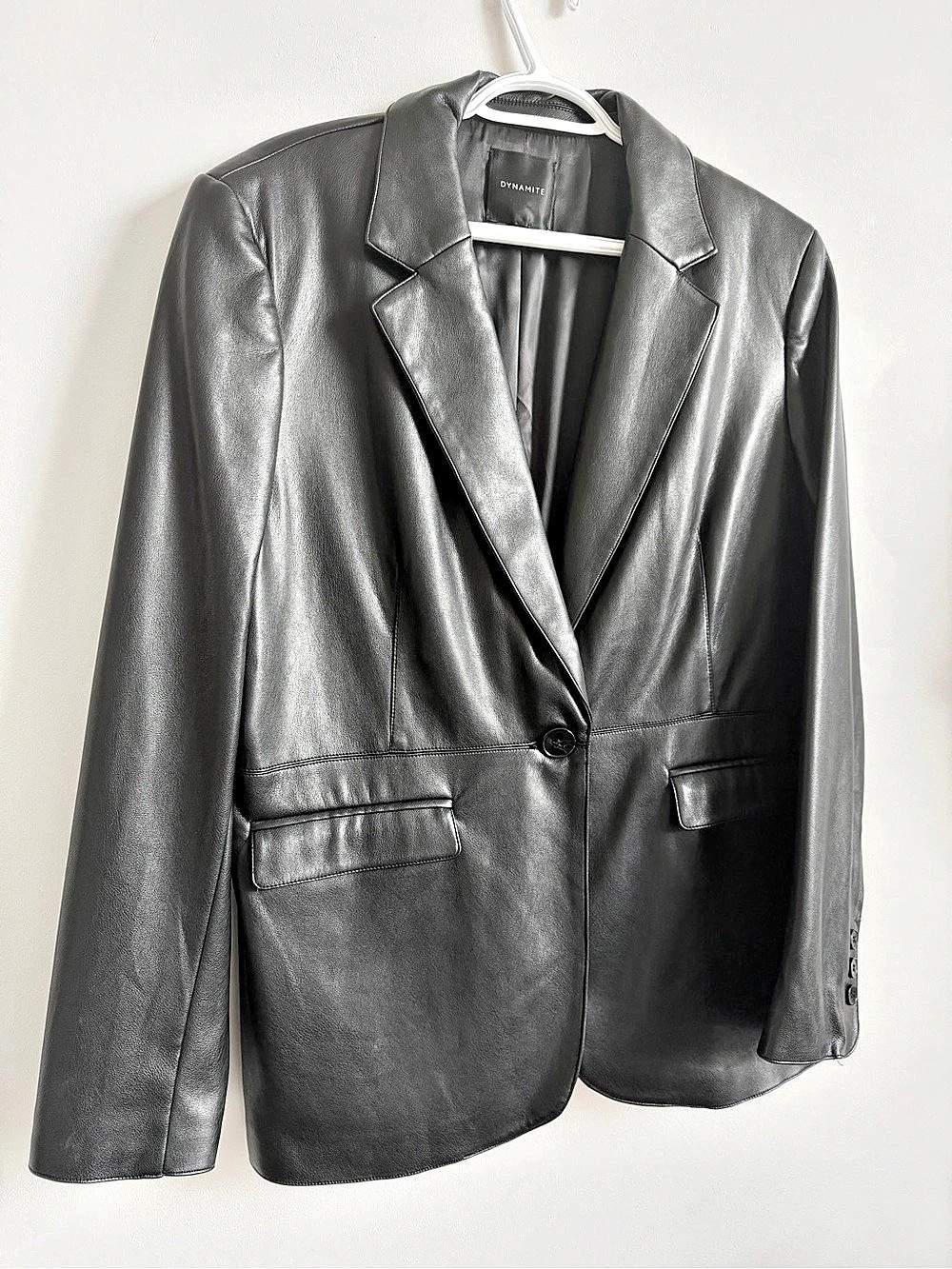 Dynamite Oversized Faux Leather Blazer Black